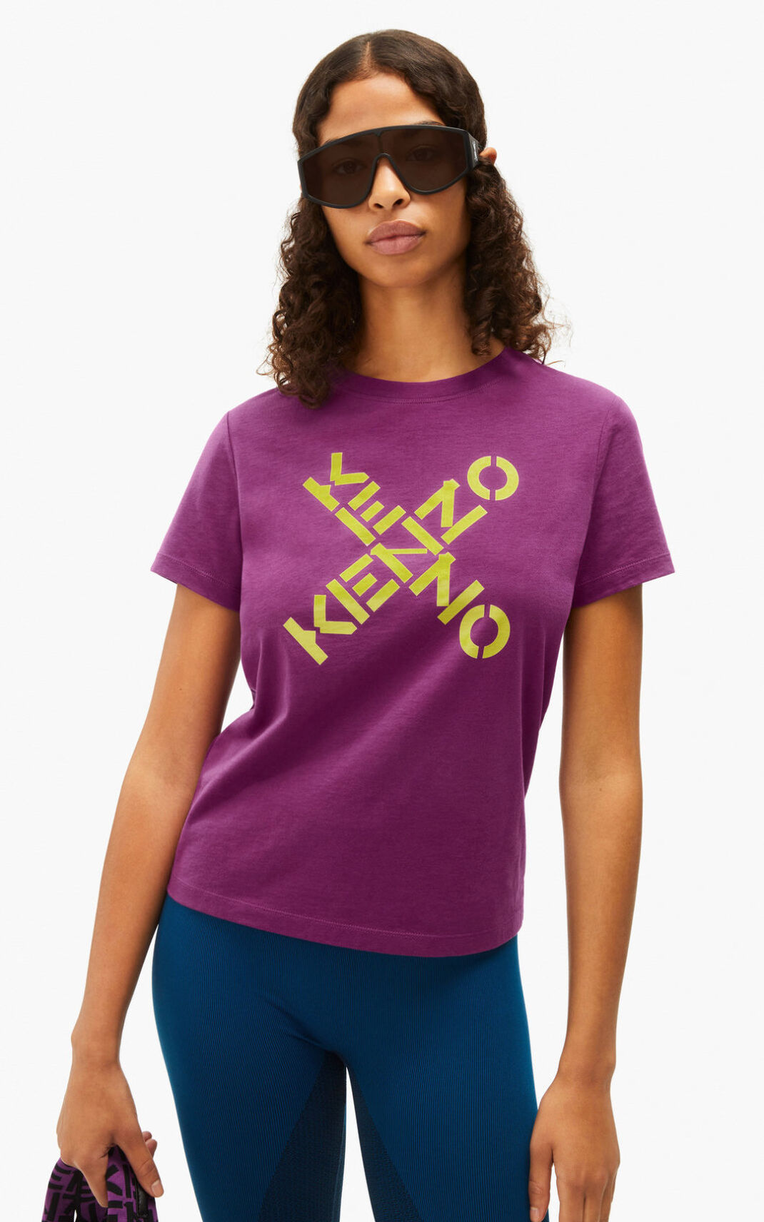 T Shirt Kenzo Femme Sport Big X Violette DNKGH-9407